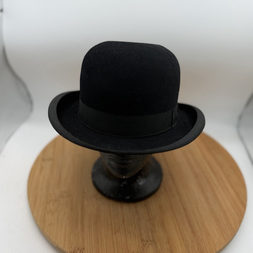 VTG 1940's Knox Fifth Avenue Black Bowler Derby Hat Size‎ 7 Extra Quality